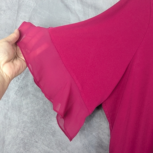 Susan Graver Everyday 3X Pink Liquid Knit Flutter Sleeve Blouse - Picture 3 of 8
